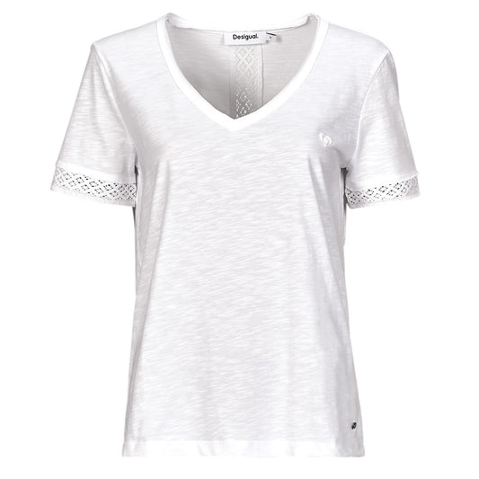 T-shirt Donna Desigual  TS_DAMASCO  Bianco