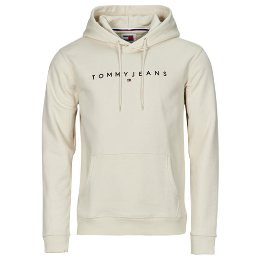 Felpa Uomo Tommy Jeans  TJM REG LINEAR LOGO HOODIE EXT  Beige