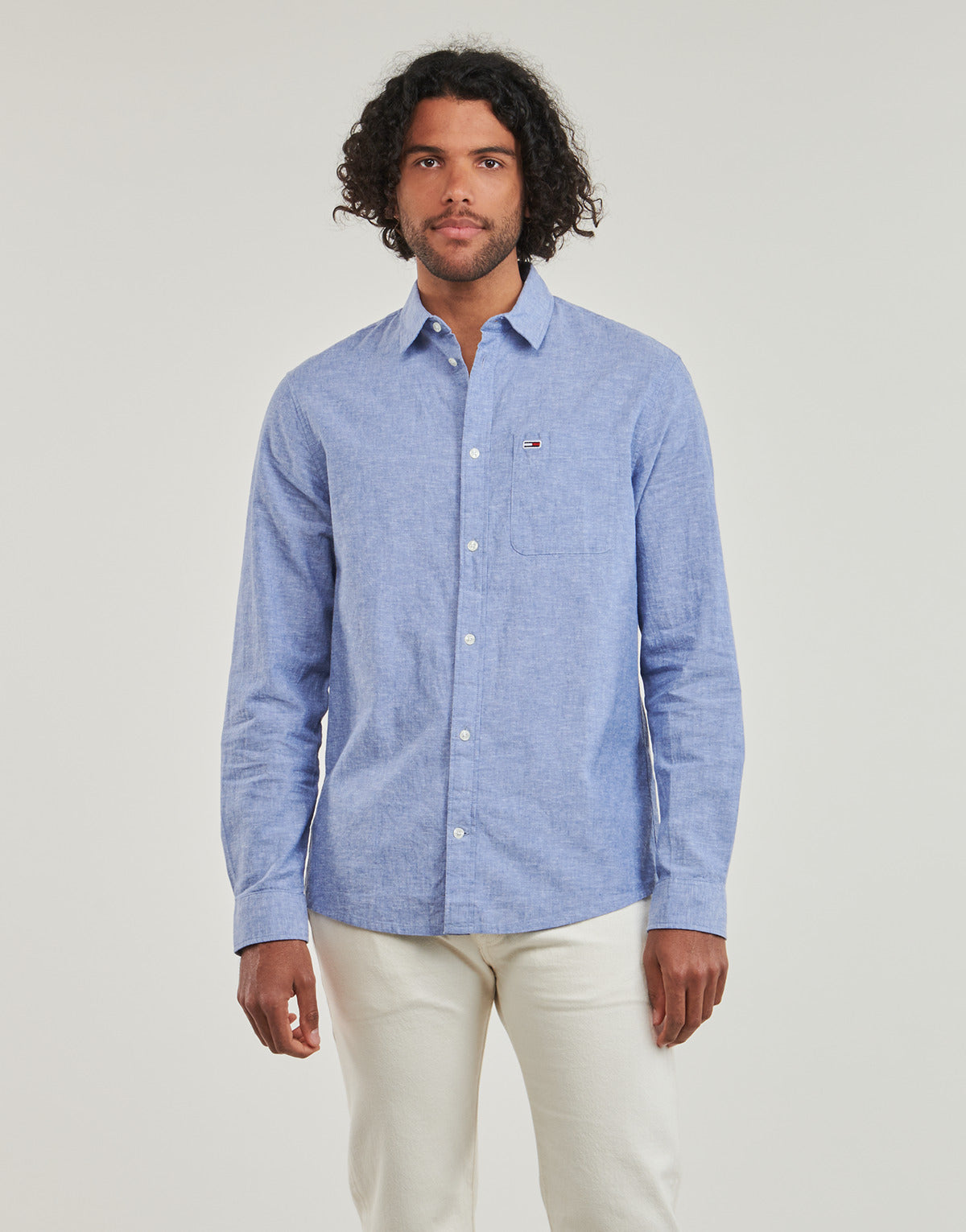 Camicia a maniche lunghe Uomo Tommy Jeans  TJM REG LINEN BLEND SHIRT  Blu