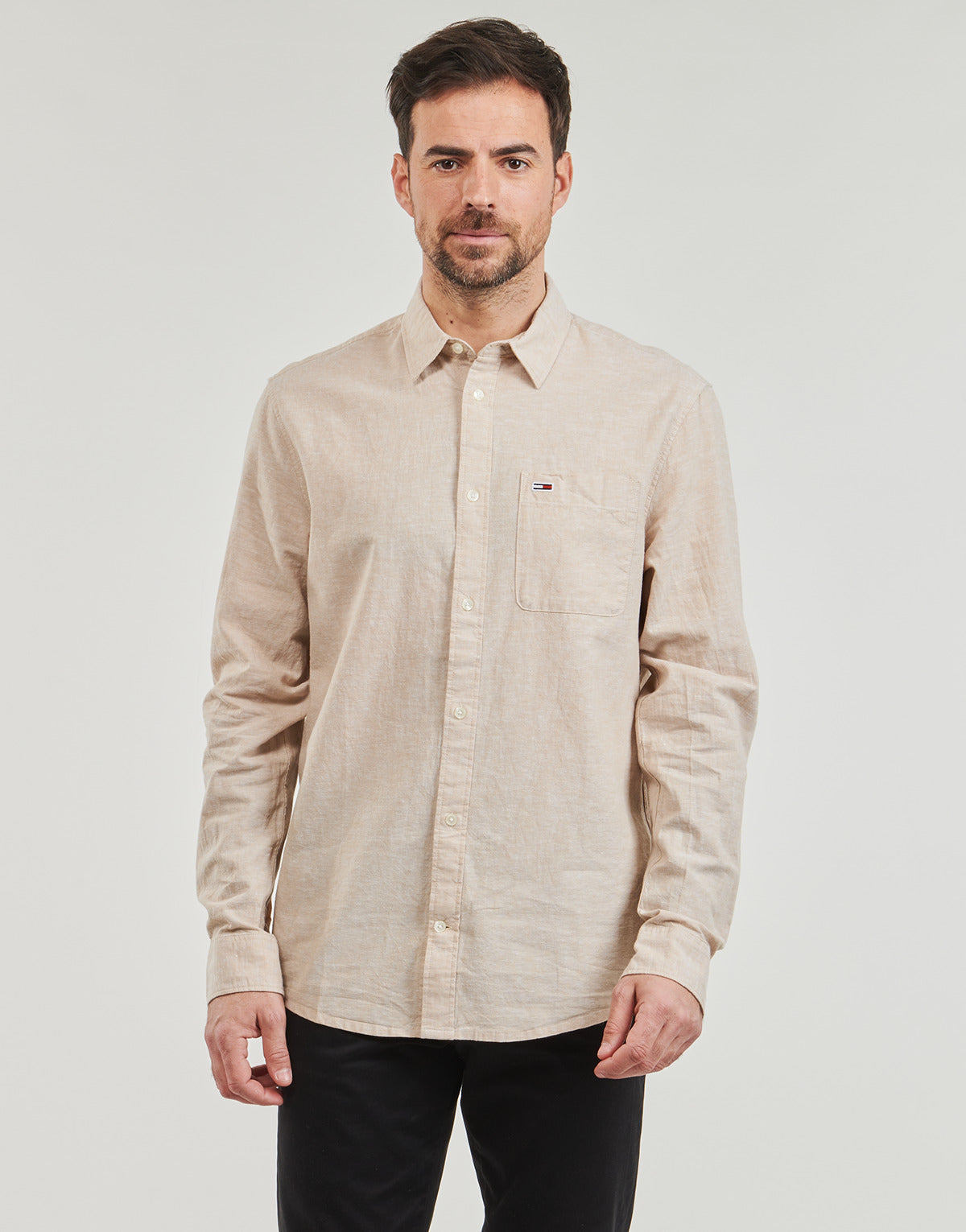 Camicia a maniche lunghe Uomo Tommy Jeans  TJM REG LINEN BLEND SHIRT  Beige