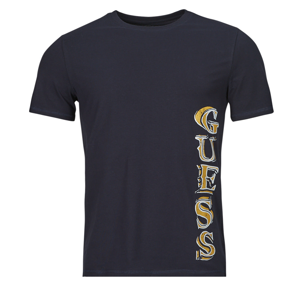 T-shirt Uomo Guess  SS CN VERTICAL GUESS TEE  Marine