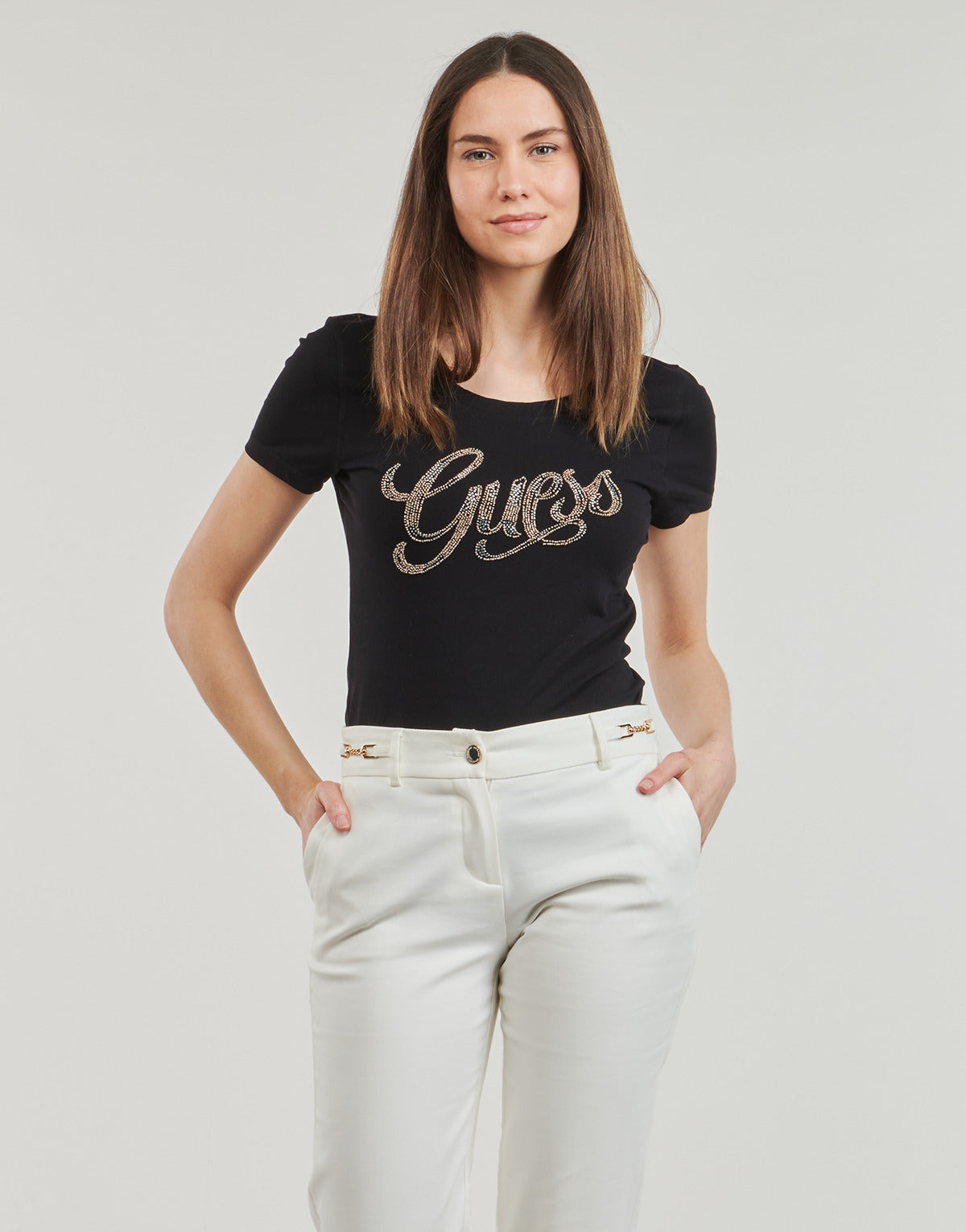 T-shirt Donna Guess  GUESS SCRIPT  Nero