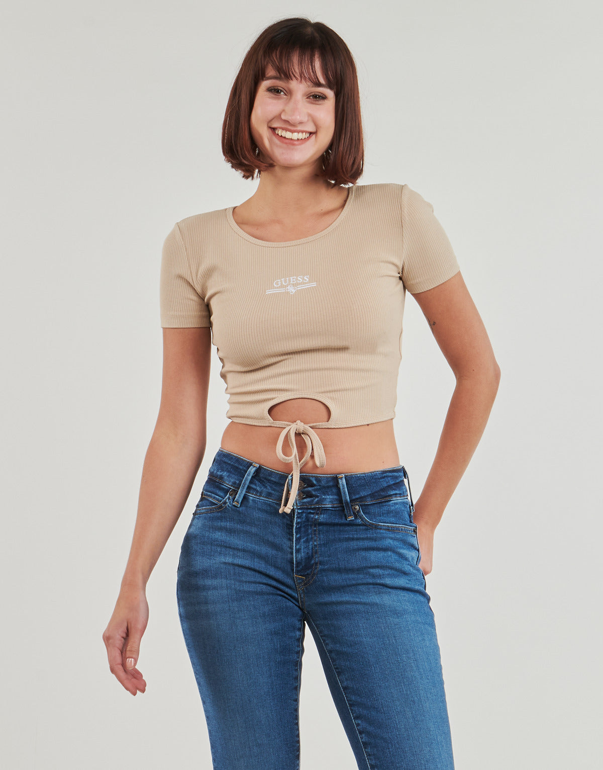 T-shirt Donna Guess  NYRA RIB  Beige