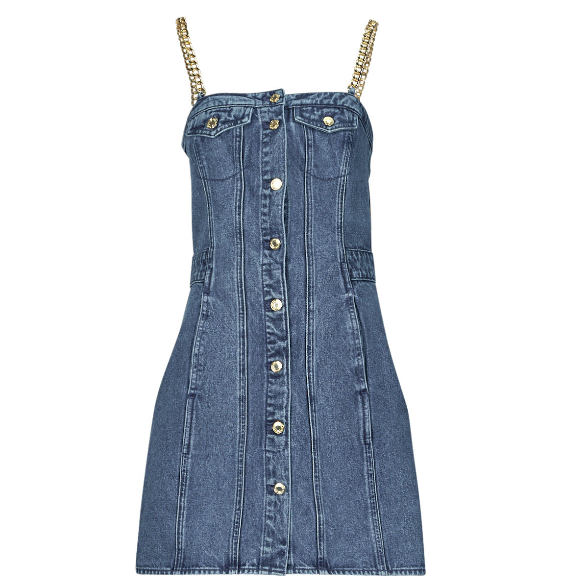 Abito corto Donna MICHAEL Michael Kors  CHAIN STRAP DENIM DRESS  Blu