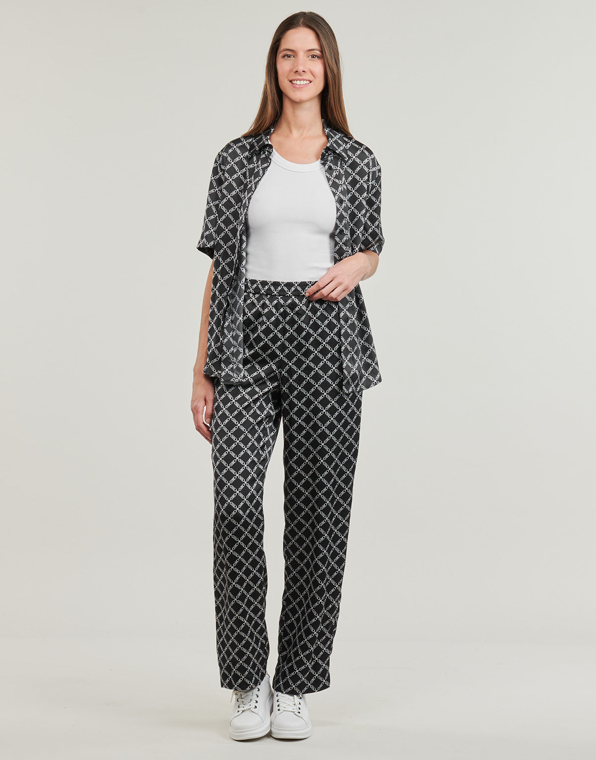 Pantaloni morbidi / Pantaloni alla zuava Donna MICHAEL Michael Kors  EMPIRE LOGO PJ PANT  Nero