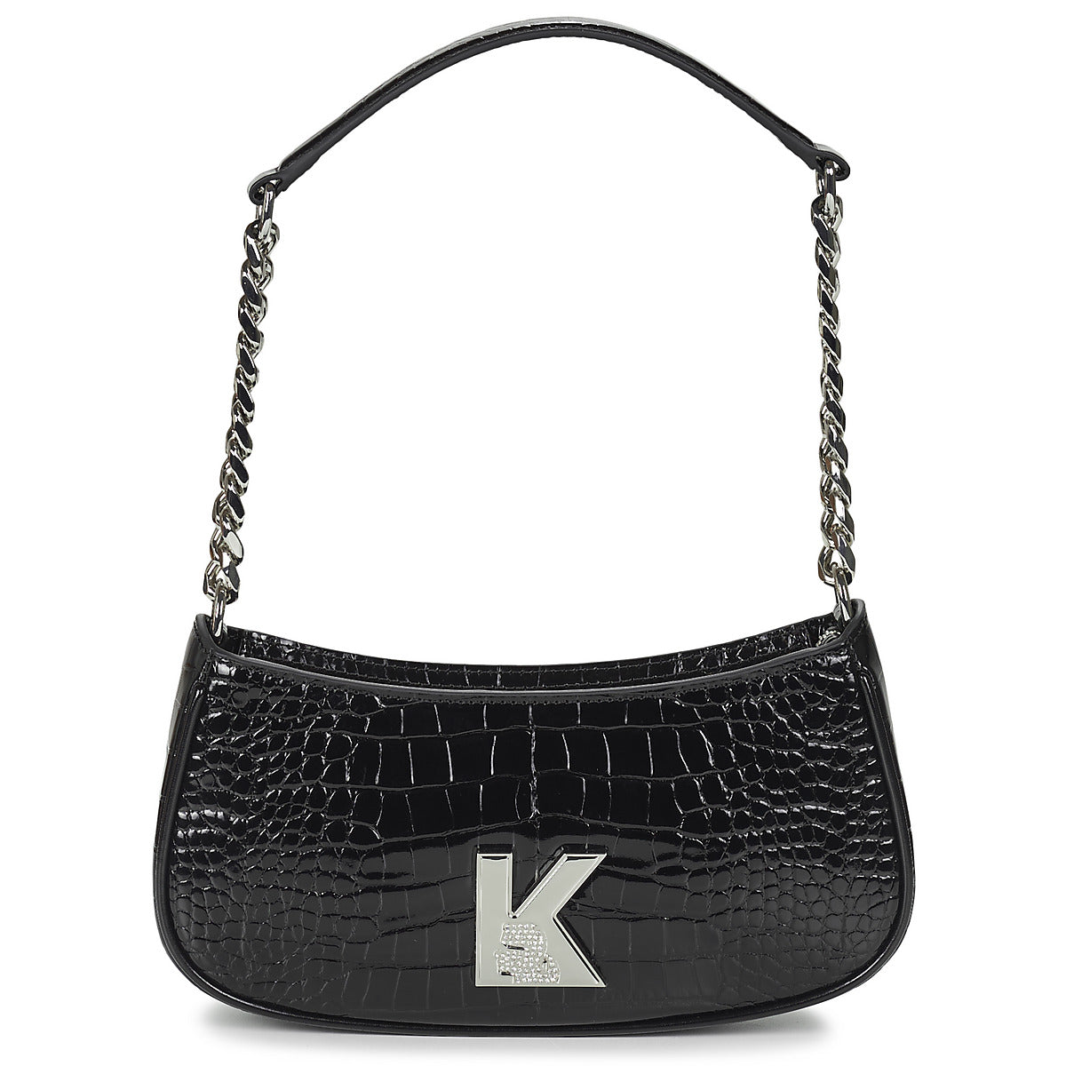 Borsa a spalla Donna Karl Lagerfeld  K/KAMEO SHOULDERBAG CROC  Nero