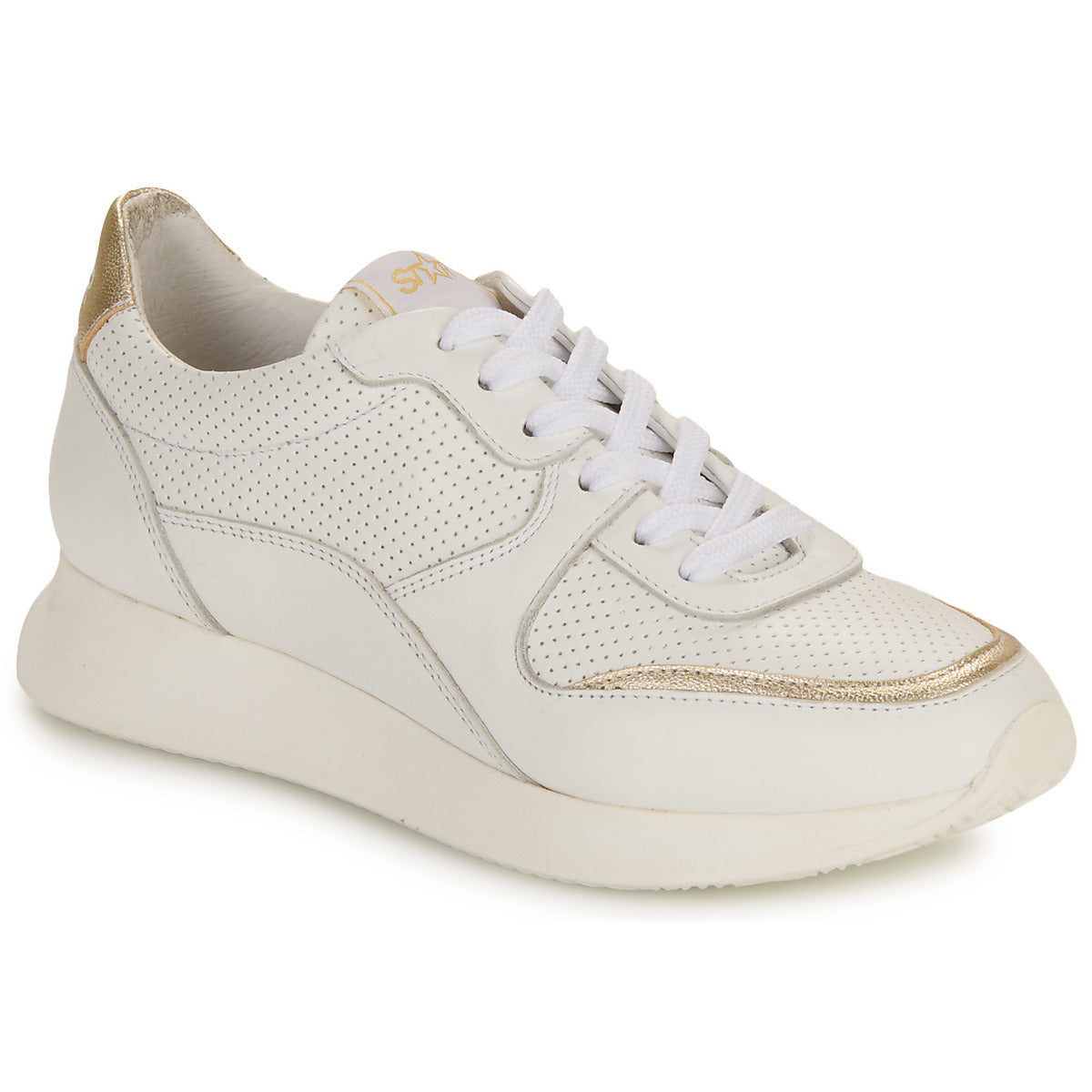 Sneakers basse Donna Myma 7715MY02-CUIR-BLANC-LAMINATO-PLATINE-CUIR-BLANC-PERFO Bianco