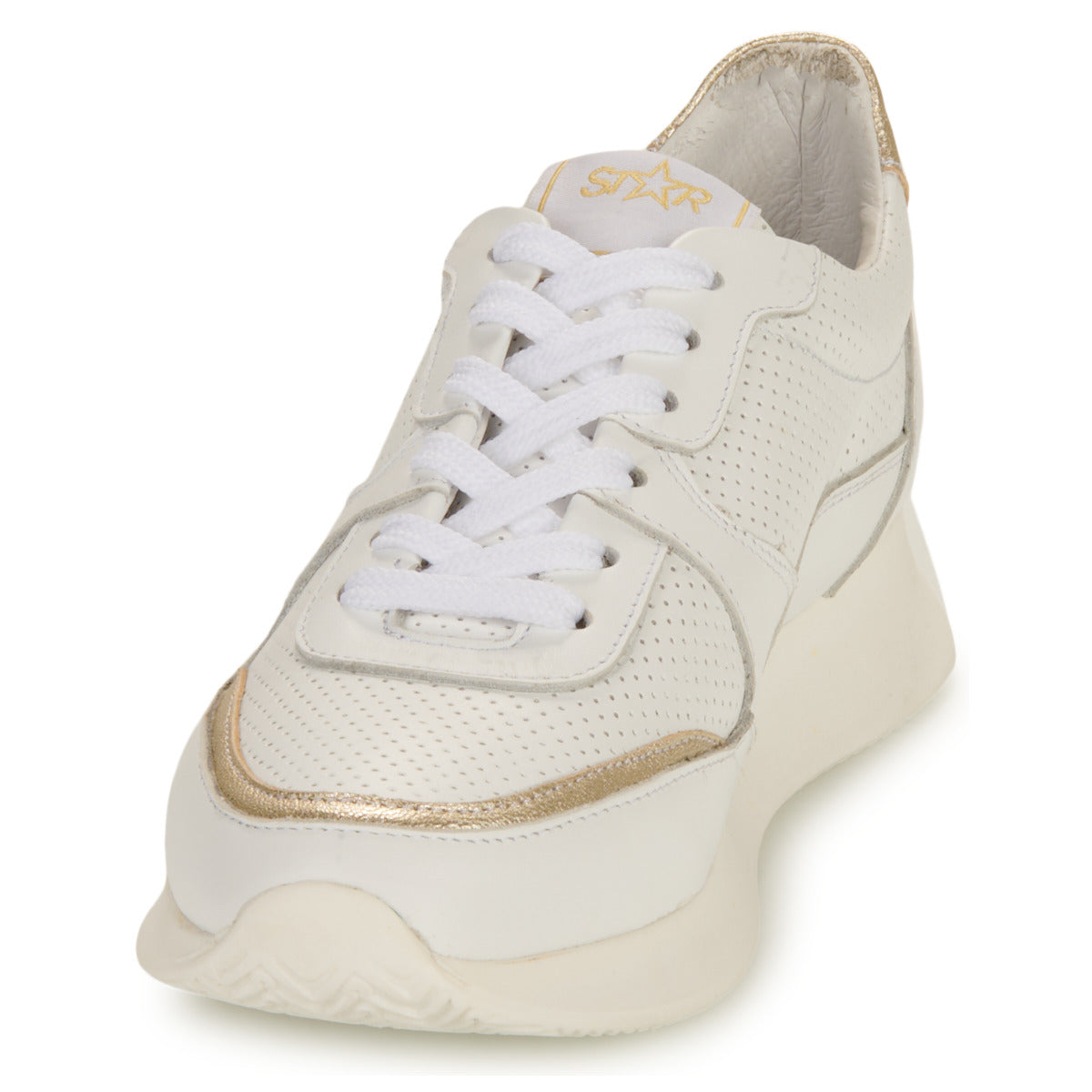 Sneakers basse Donna Myma 7715MY02-CUIR-BLANC-LAMINATO-PLATINE-CUIR-BLANC-PERFO Bianco