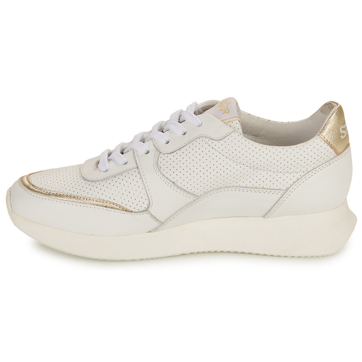 Sneakers basse Donna Myma 7715MY02-CUIR-BLANC-LAMINATO-PLATINE-CUIR-BLANC-PERFO Bianco