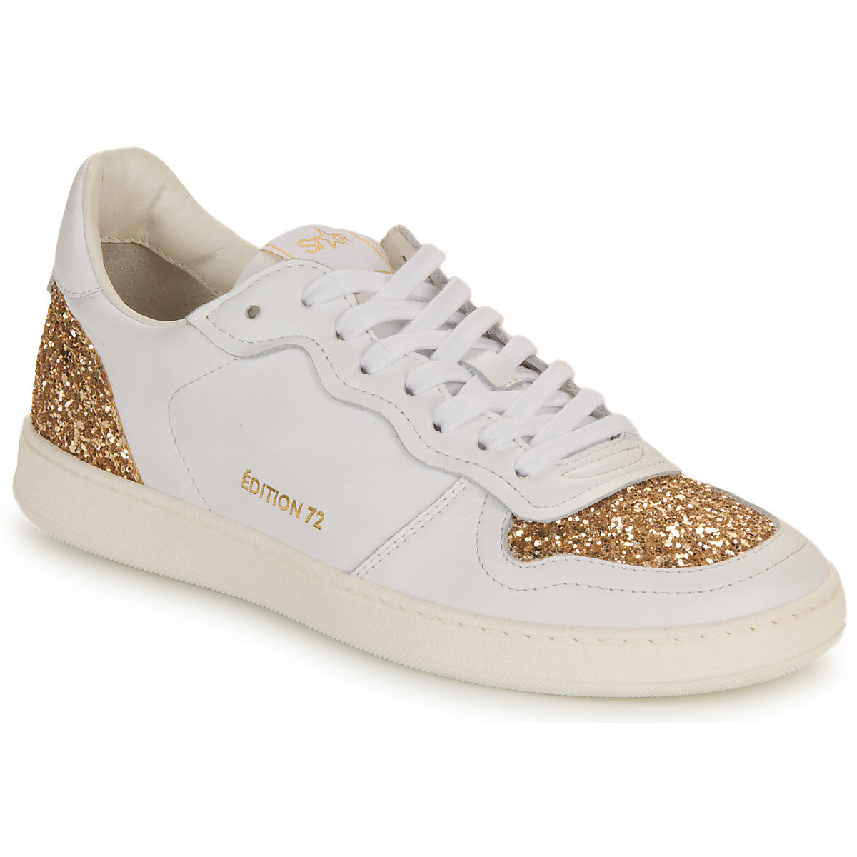 Sneakers basse Donna Myma 7616MY00-CUIR-BLANC-GLIT-PLATINE Bianco