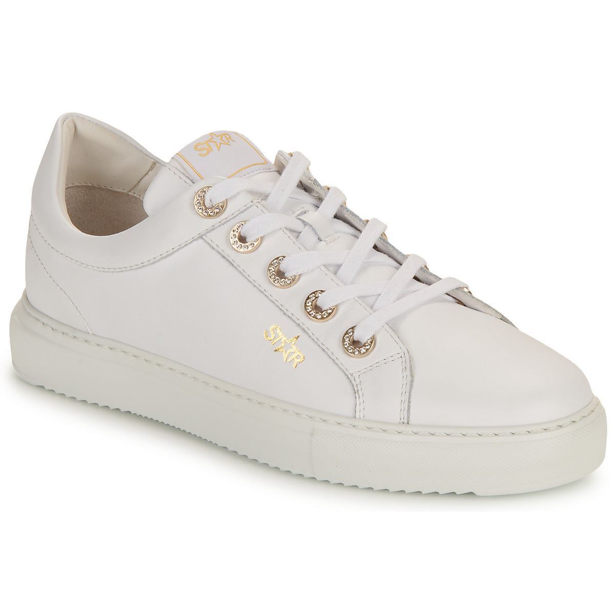 Sneakers basse Donna Myma 7620MY00-CUIR-BLANC-ARGENT Bianco