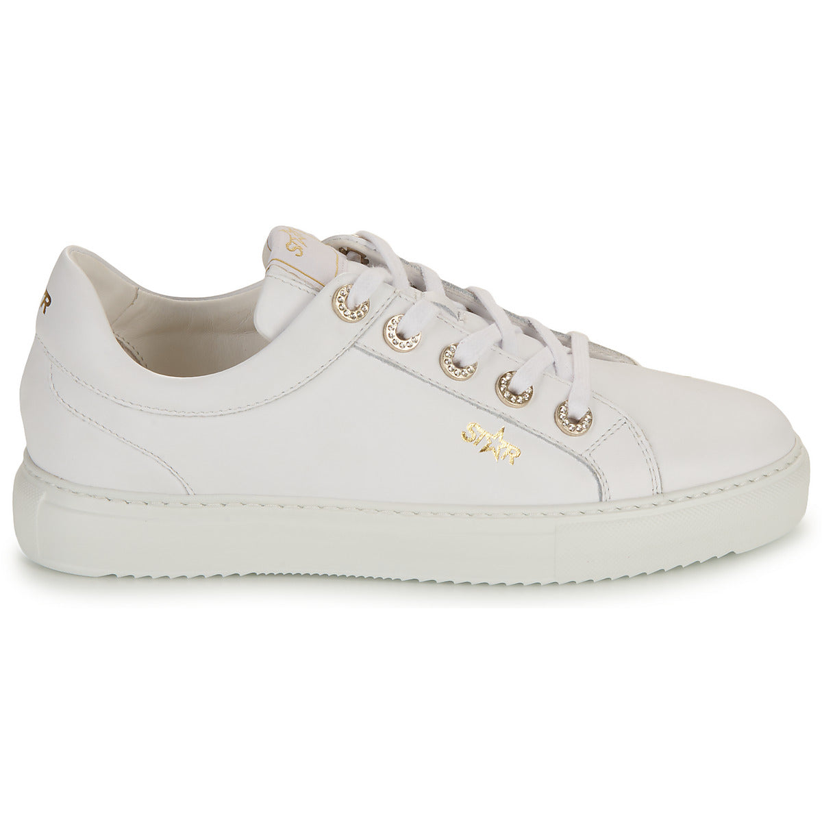 Sneakers basse Donna Myma 7620MY00-CUIR-BLANC-ARGENT Bianco