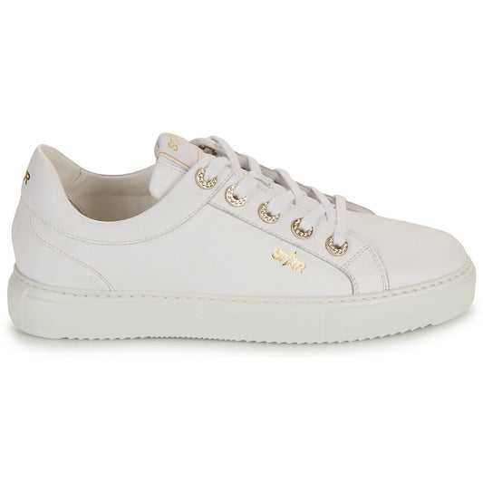 Sneakers basse Donna Myma 7620MY00-CUIR-BLANC-ARGENT Bianco