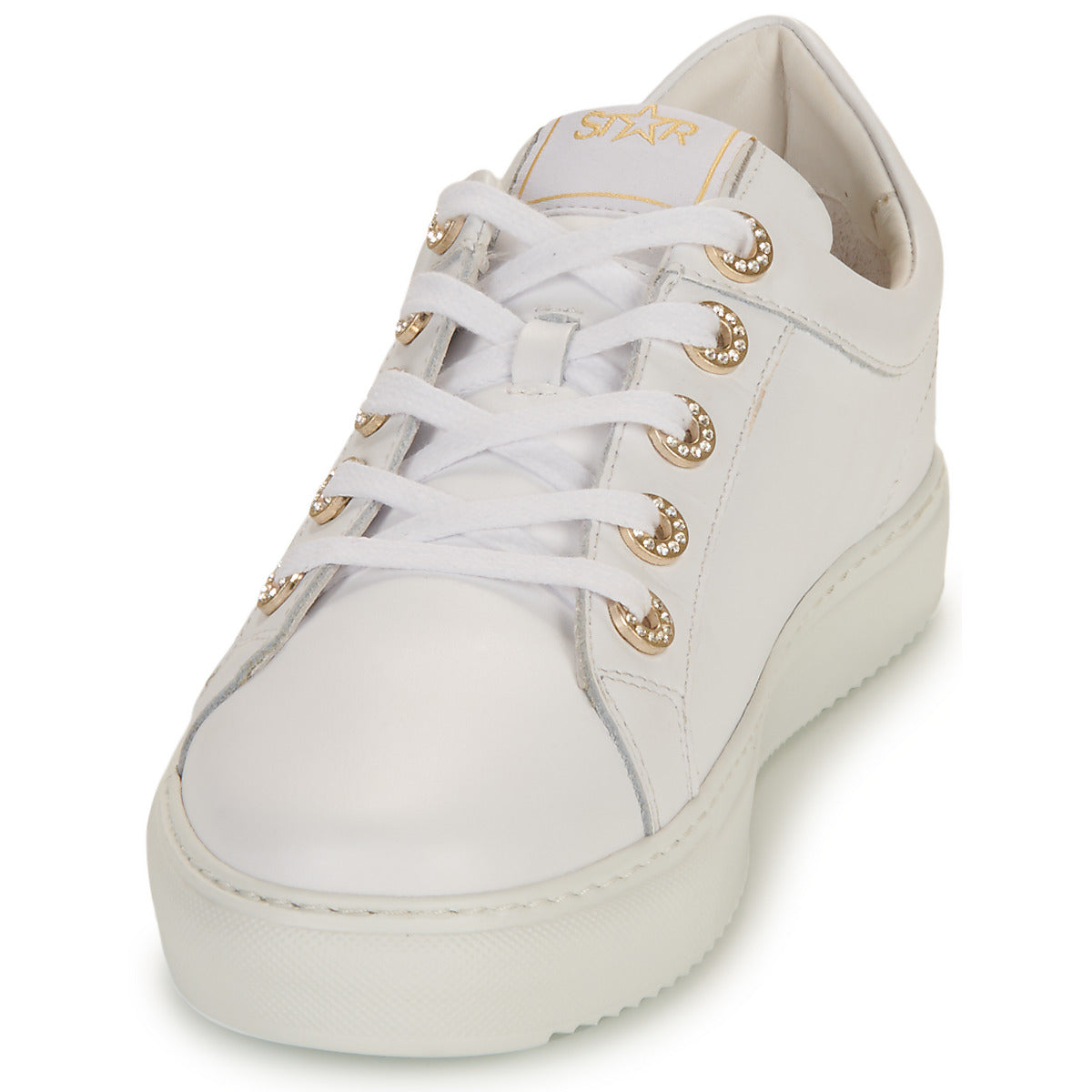 Sneakers basse Donna Myma 7620MY00-CUIR-BLANC-ARGENT Bianco