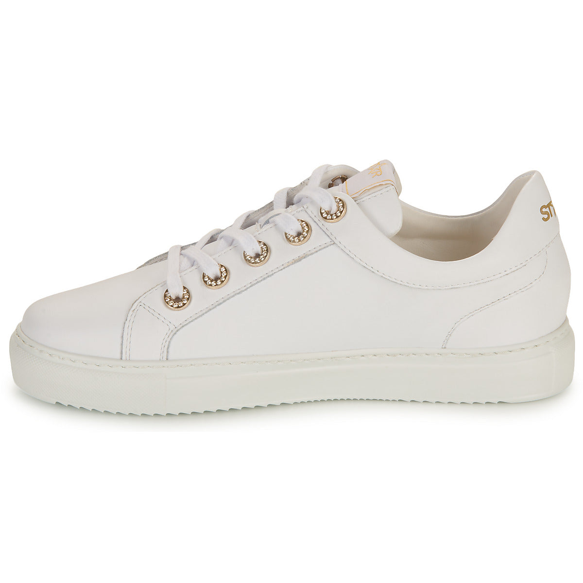 Sneakers basse Donna Myma 7620MY00-CUIR-BLANC-ARGENT Bianco