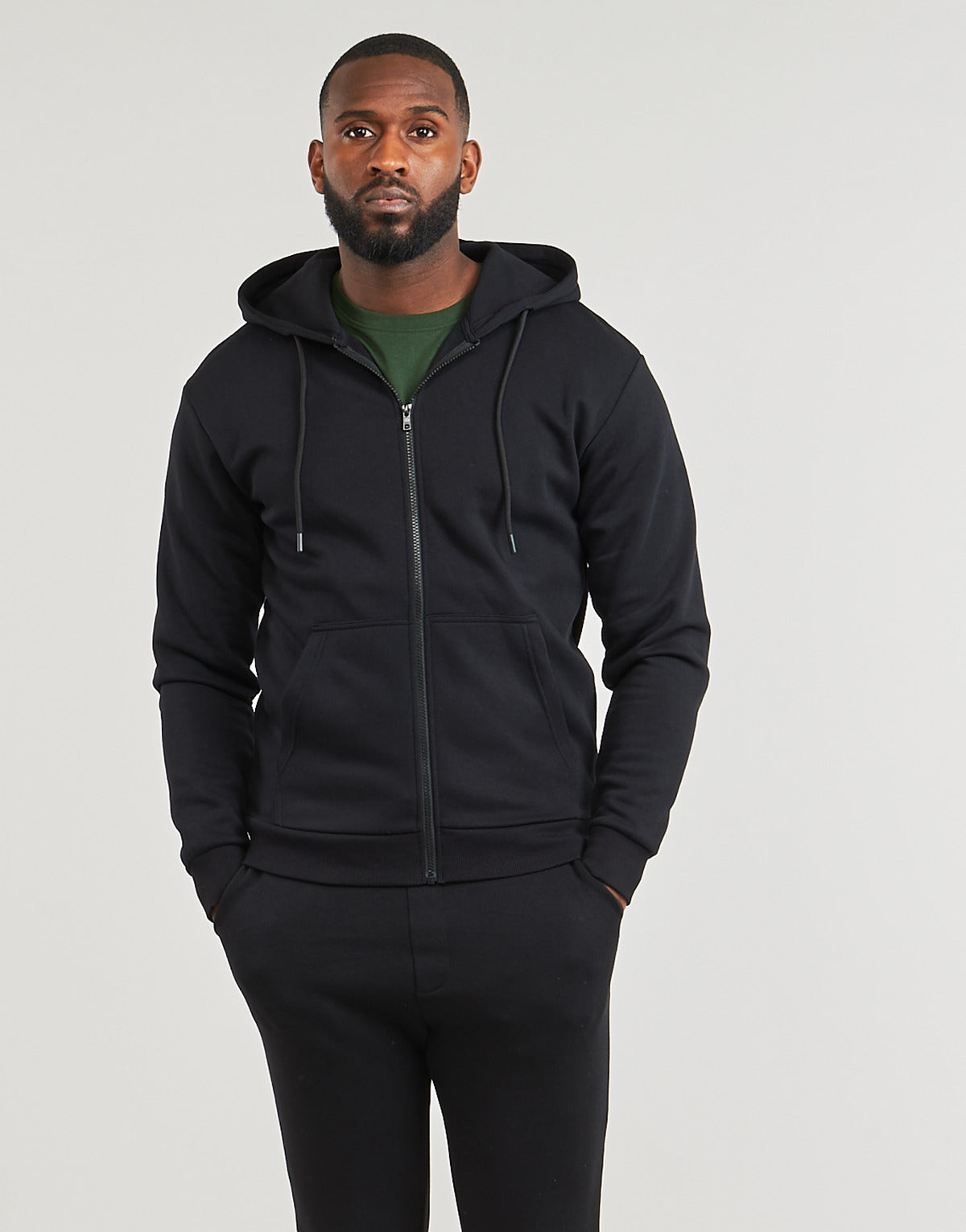 Felpa Uomo Jack & Jones  JJEBRADLEY SWEAT ZIP HOOD  Nero