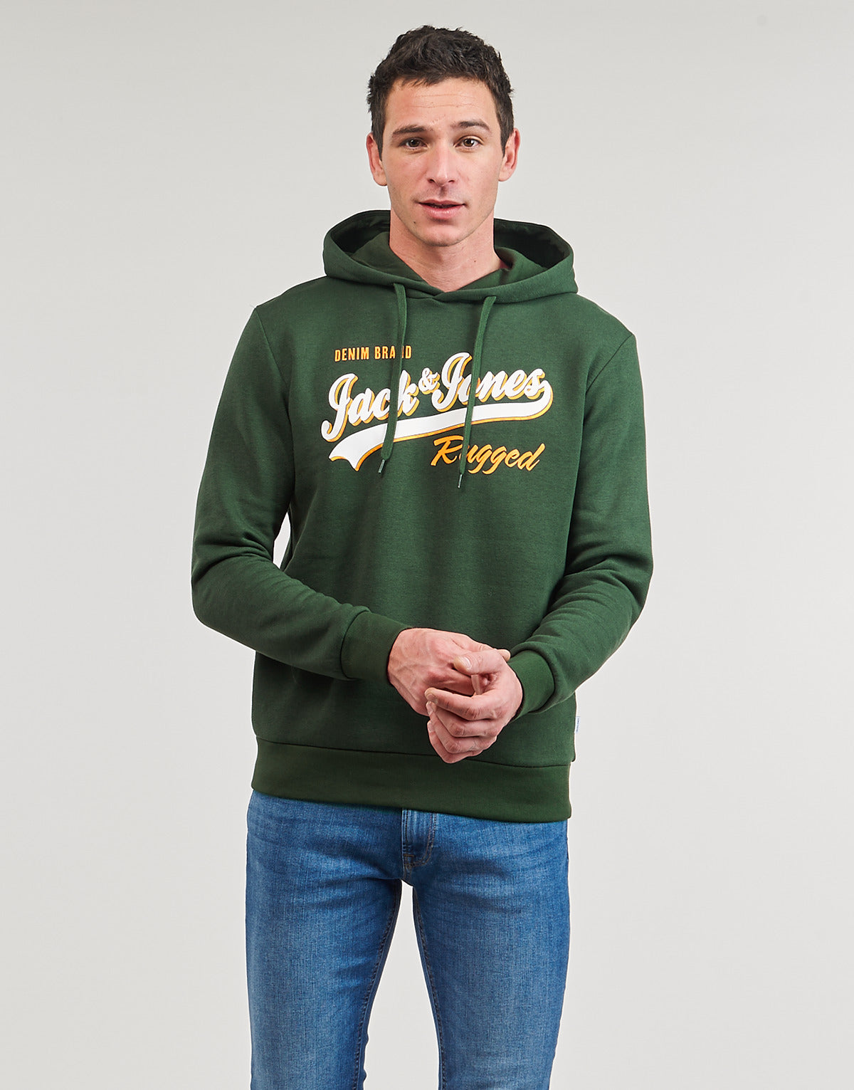 Felpa Uomo Jack & Jones  JJELOGO SWEAT HOOD 2 COL 23/24  Verde