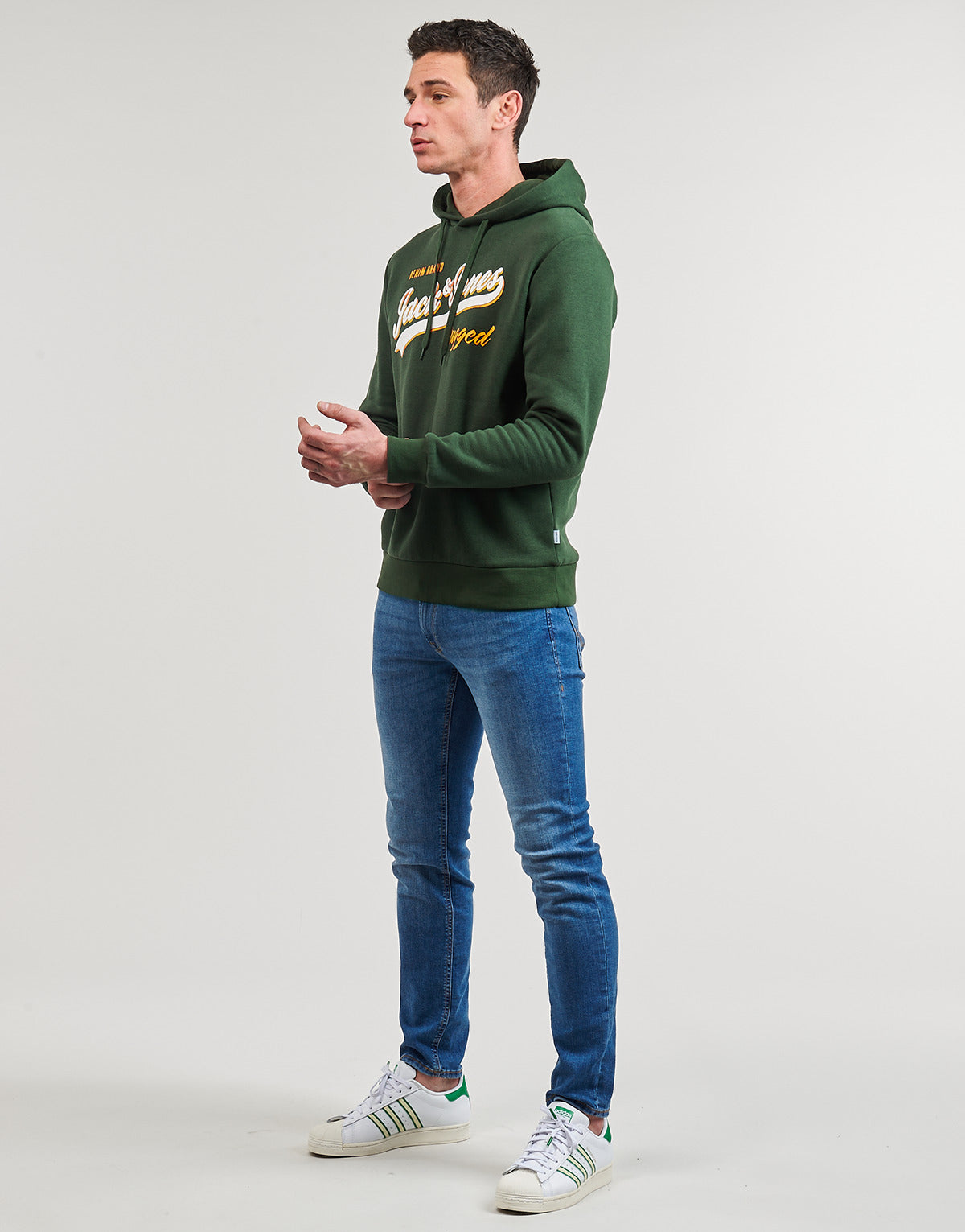 Felpa Uomo Jack & Jones  JJELOGO SWEAT HOOD 2 COL 23/24  Verde