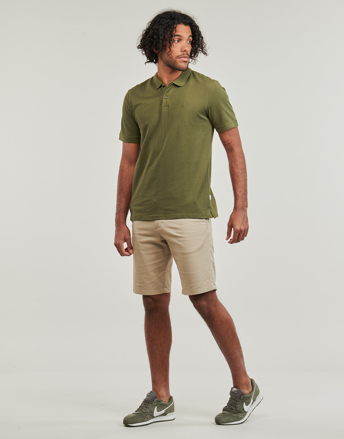 Polo Uomo Jack & Jones JJEBASIC POLO SS Kaki