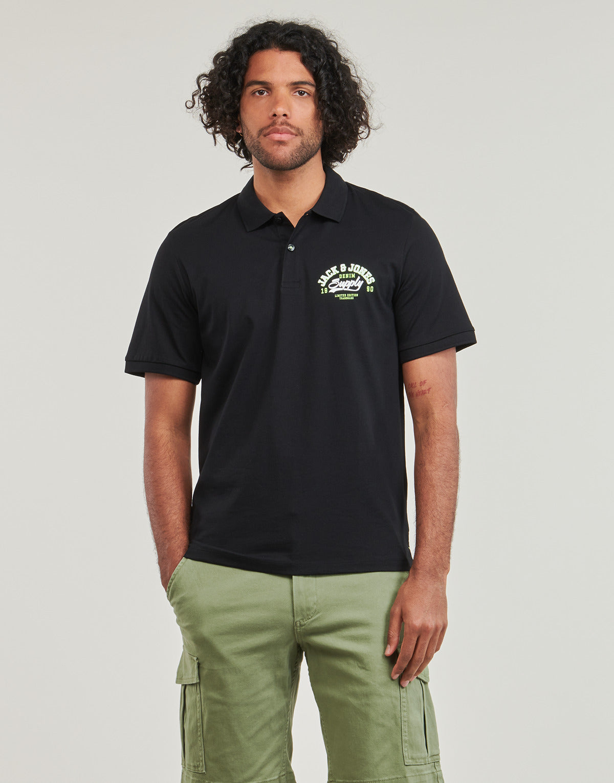 Polo Uomo Jack & Jones JJELOGO POLO SS 2 COL SS24 SN Nero