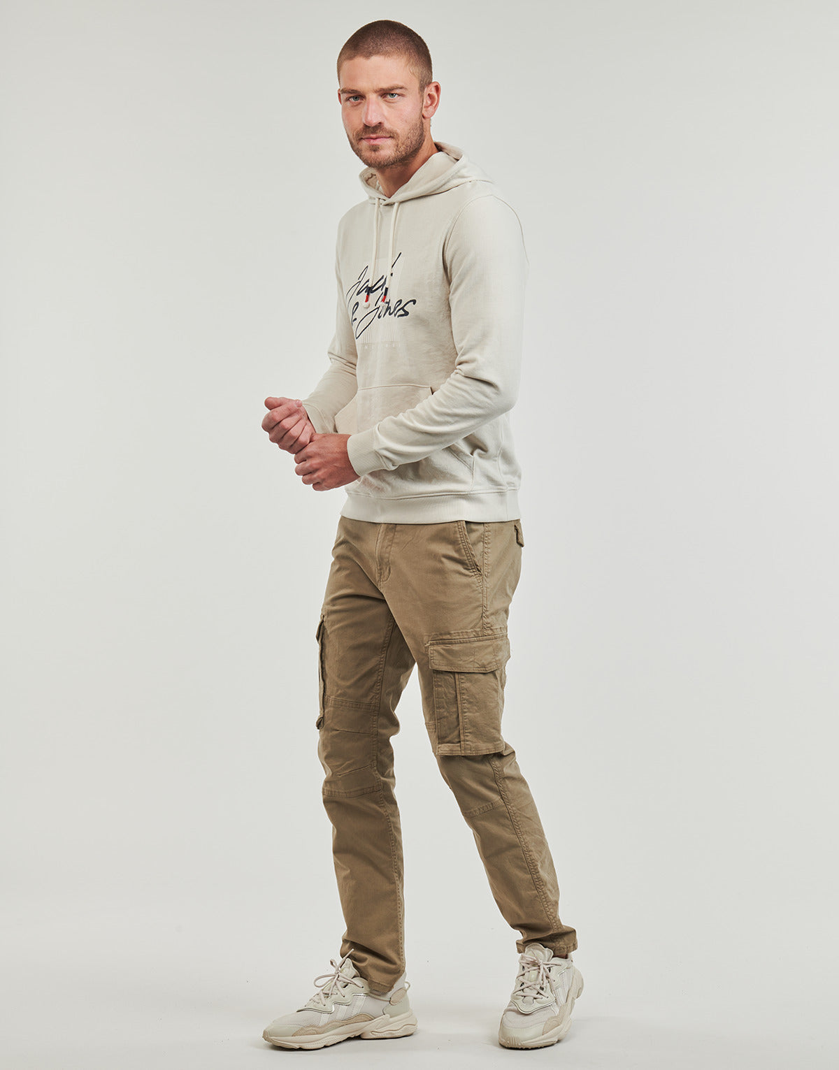 Felpa Uomo Jack & Jones  JJZURI SWEAT HOOD  Beige