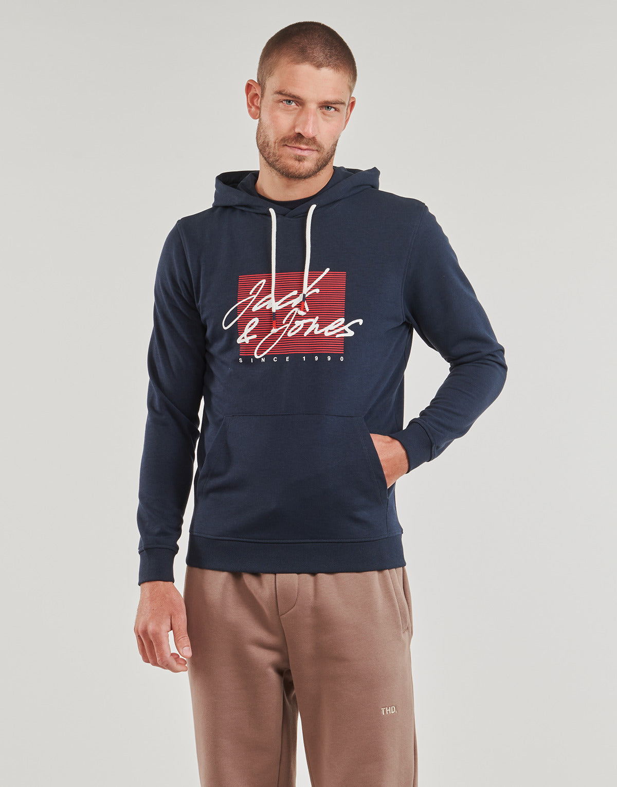 Felpa Uomo Jack & Jones  JJZURI SWEAT HOOD  Marine