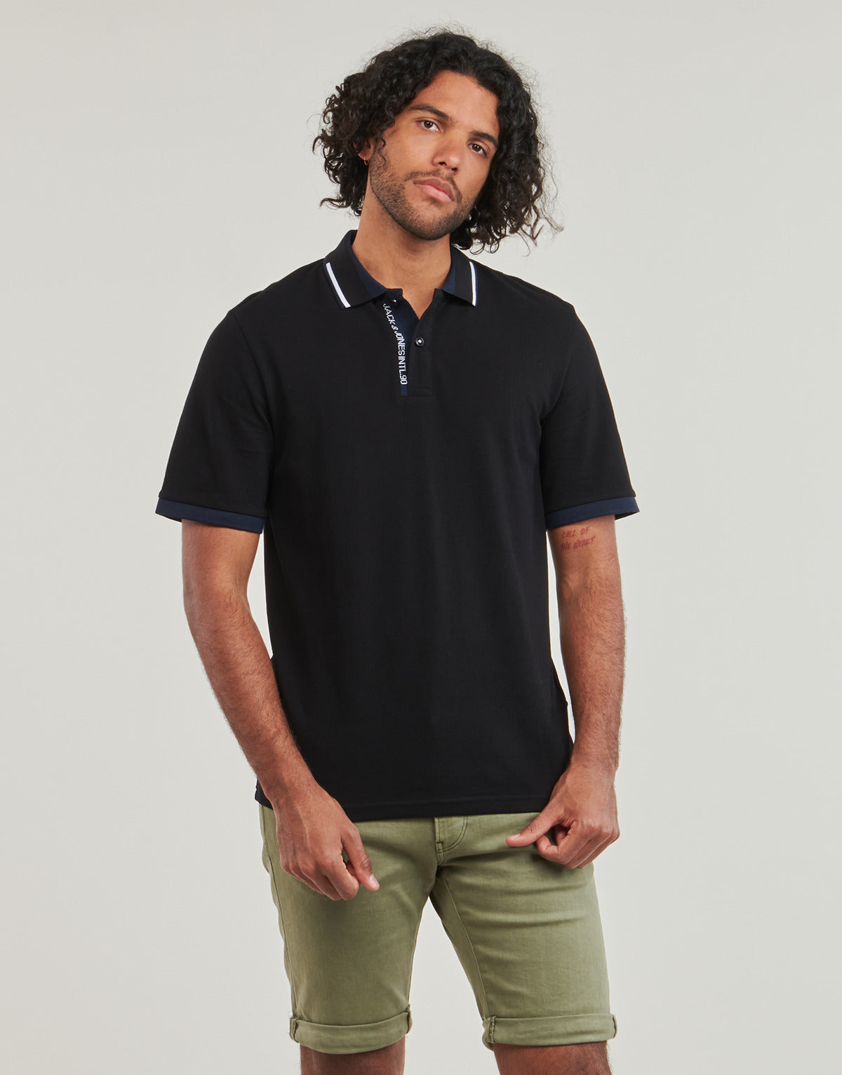 Polo Uomo Jack & Jones JJSTEEL POLO SS Nero