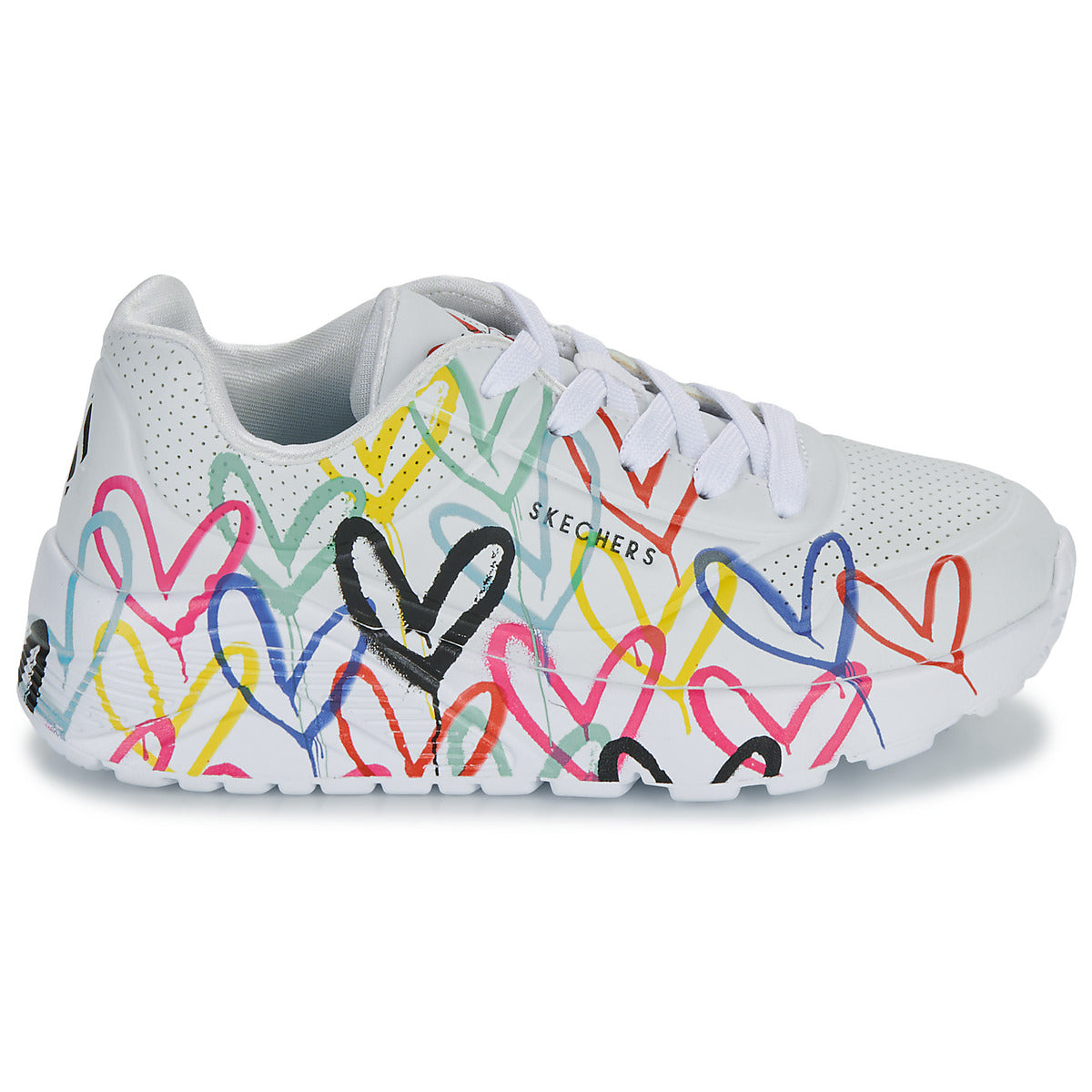 Scarpe bambini ragazza Skechers  UNO LITE - GOLDCROWN SPREAD THE LOVE  Bianco