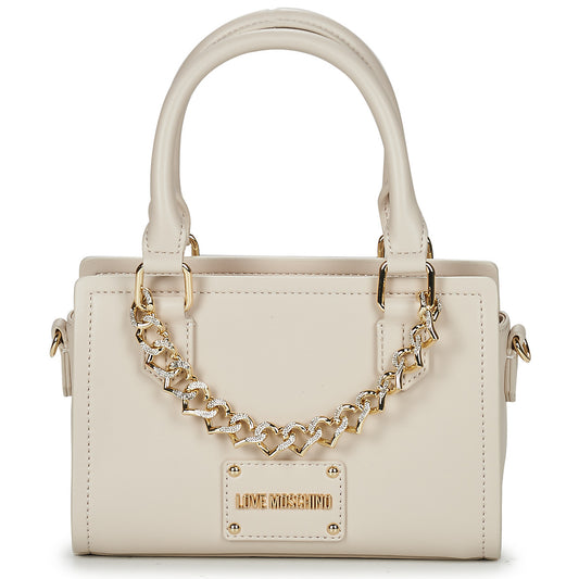 Borsette Donna Love Moschino  STRASS HEART CHAIN  Beige