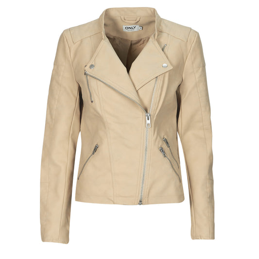 Giacca in pelle Donna Only  ONLAVA  Beige