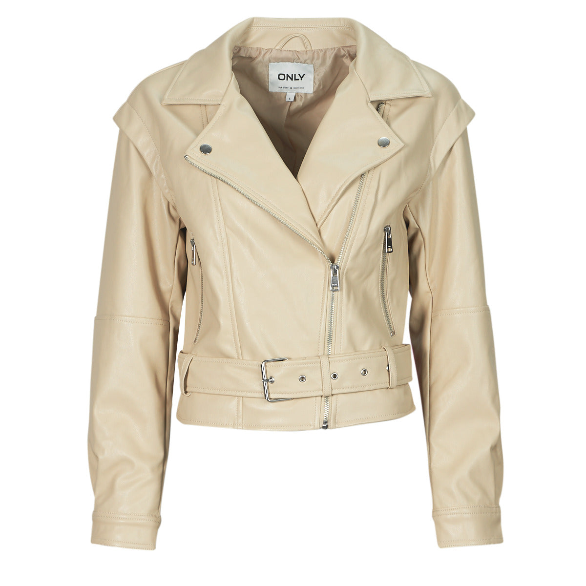 Giacca in pelle Donna Only  ONLRAVEN  Beige