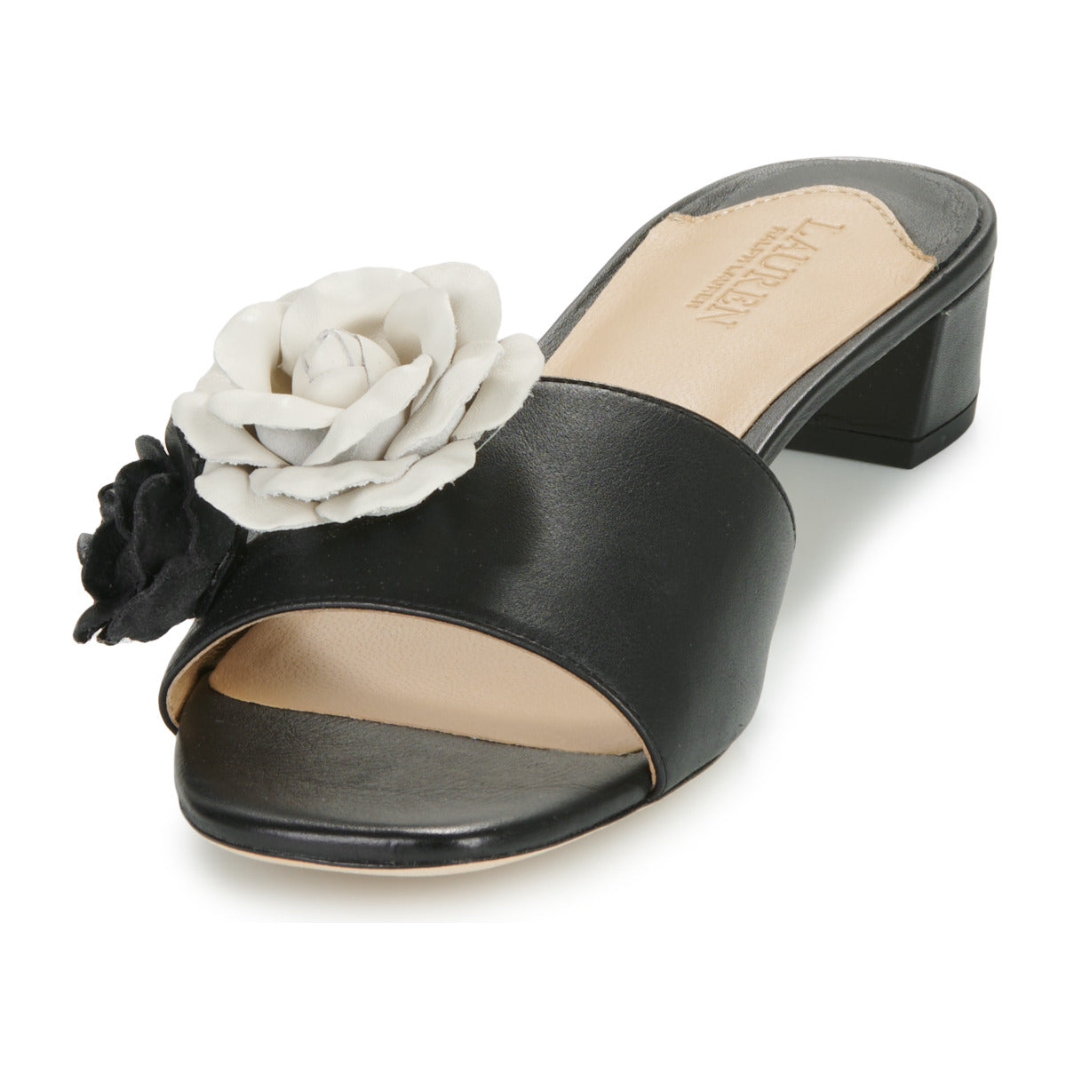Scarpe Donna Lauren Ralph Lauren FAY FLOWER-SANDALS-FLAT SANDAL Nero