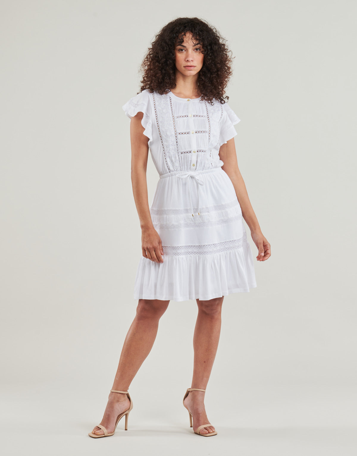 Abito corto Donna Lauren Ralph Lauren  TANVEITTE-SHORT SLEEVE-DAY DRESS  Bianco