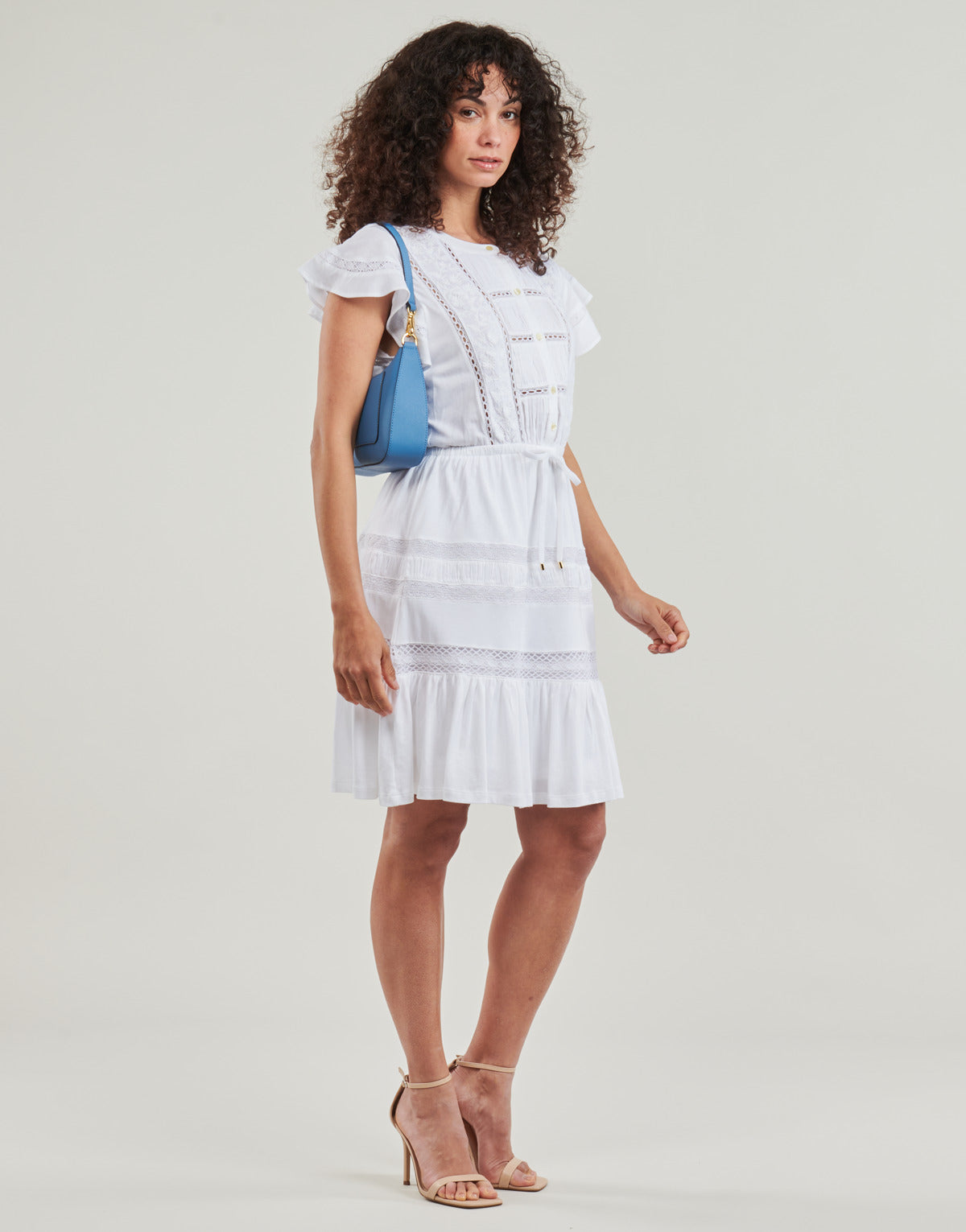 Abito corto Donna Lauren Ralph Lauren  TANVEITTE-SHORT SLEEVE-DAY DRESS  Bianco