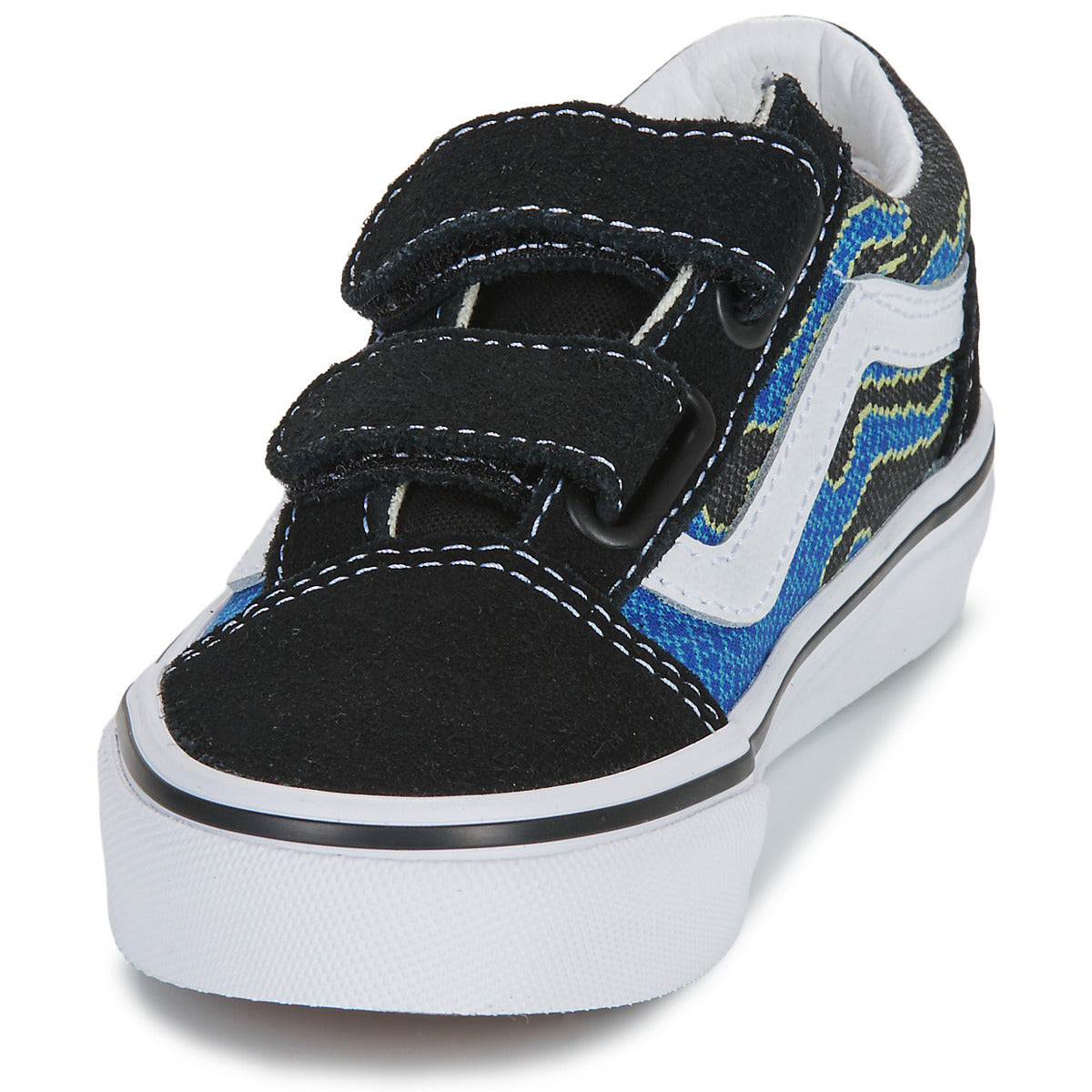 Scarpe bambini ragazzo Vans  Old Skool V PIXEL FLAME BLACK/BLUE  Nero