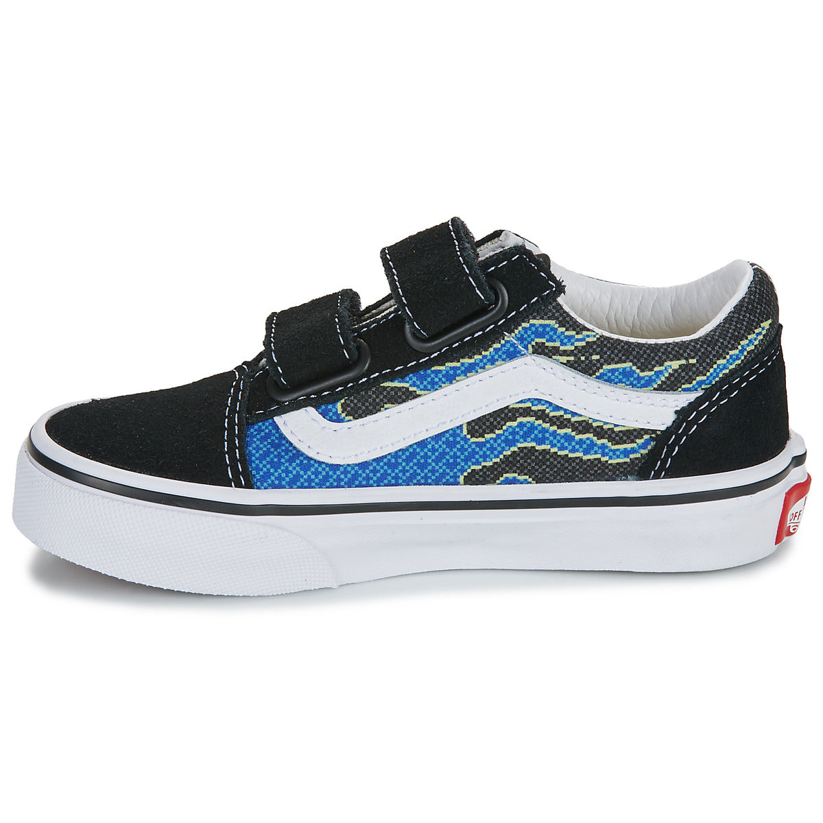 Scarpe bambini ragazzo Vans  Old Skool V PIXEL FLAME BLACK/BLUE  Nero