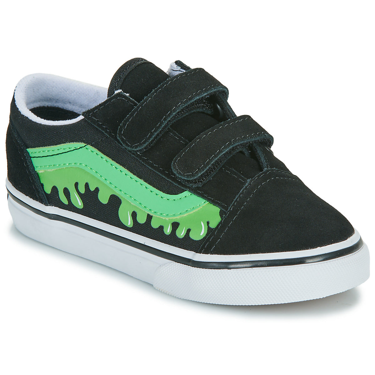 Scarpe bambini ragazzo Vans  Old Skool V GLOW SLIME BLACK/GREEN  Nero