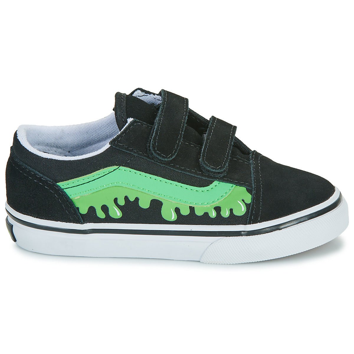 Scarpe bambini ragazzo Vans  Old Skool V GLOW SLIME BLACK/GREEN  Nero