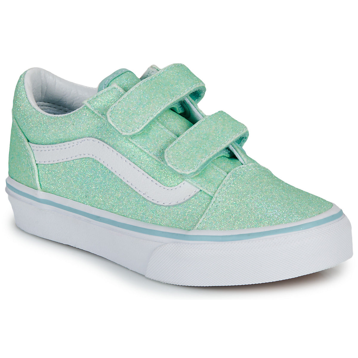 Scarpe bambini ragazza Vans  UY Old Skool V GLITTER PASTEL BLUE  Verde