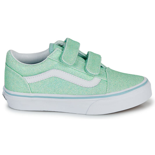 Scarpe bambini ragazza Vans  UY Old Skool V GLITTER PASTEL BLUE  Verde