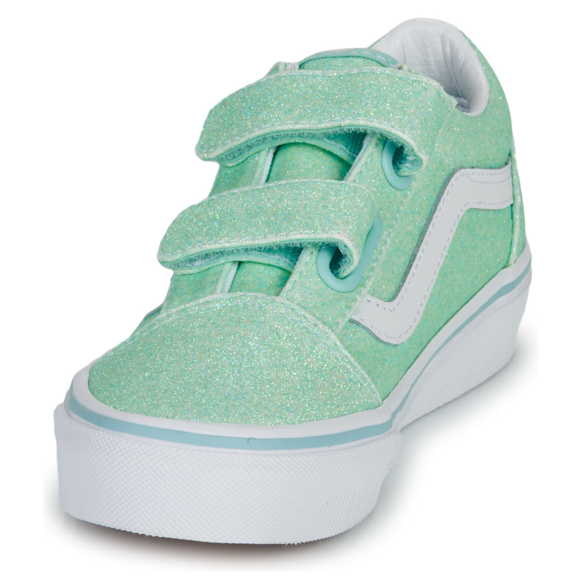 Scarpe bambini ragazza Vans  UY Old Skool V GLITTER PASTEL BLUE  Verde