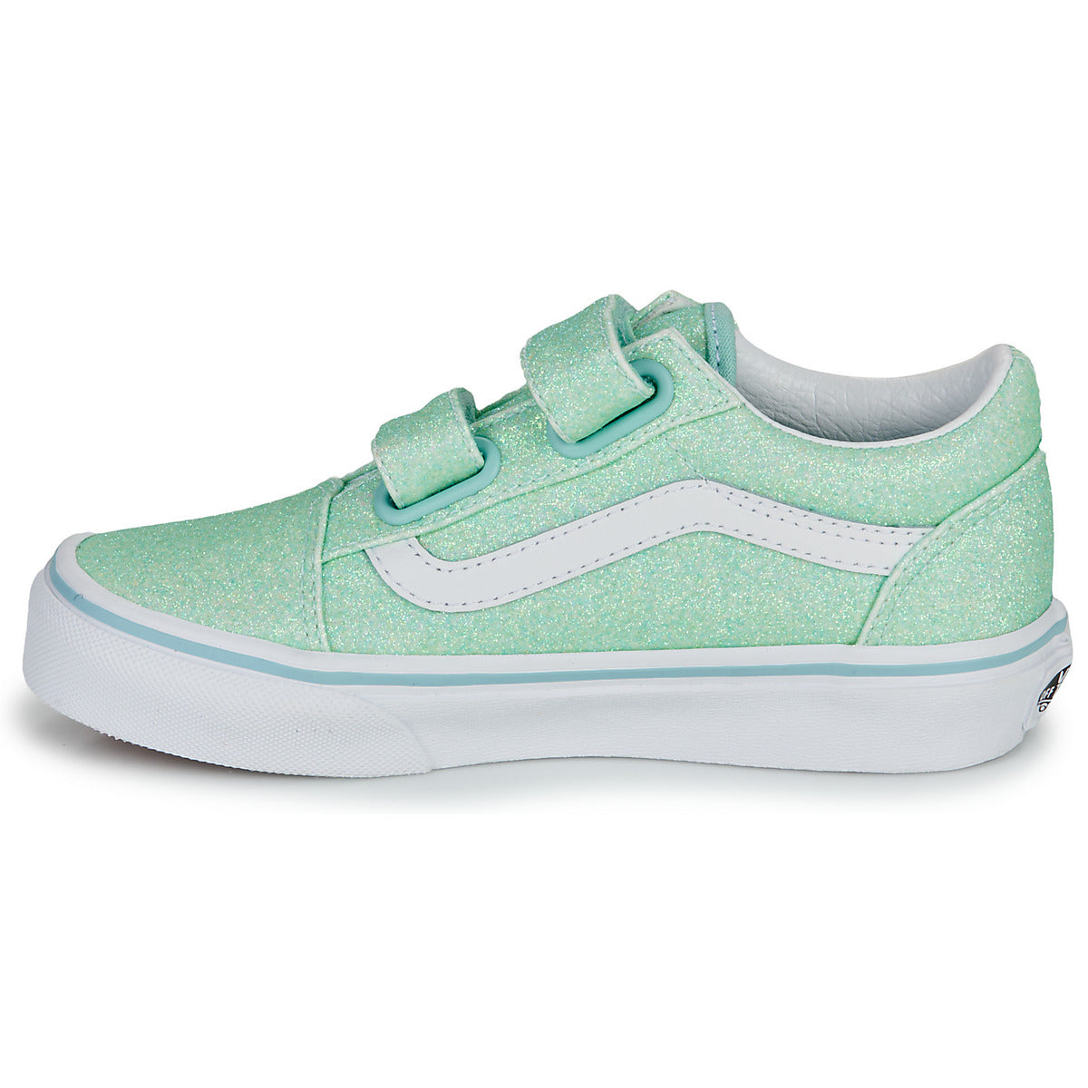 Scarpe bambini ragazza Vans  UY Old Skool V GLITTER PASTEL BLUE  Verde