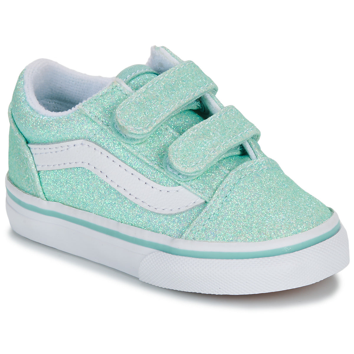 Scarpe bambini ragazza Vans  Old Skool V GLITTER PASTEL BLUE  Blu