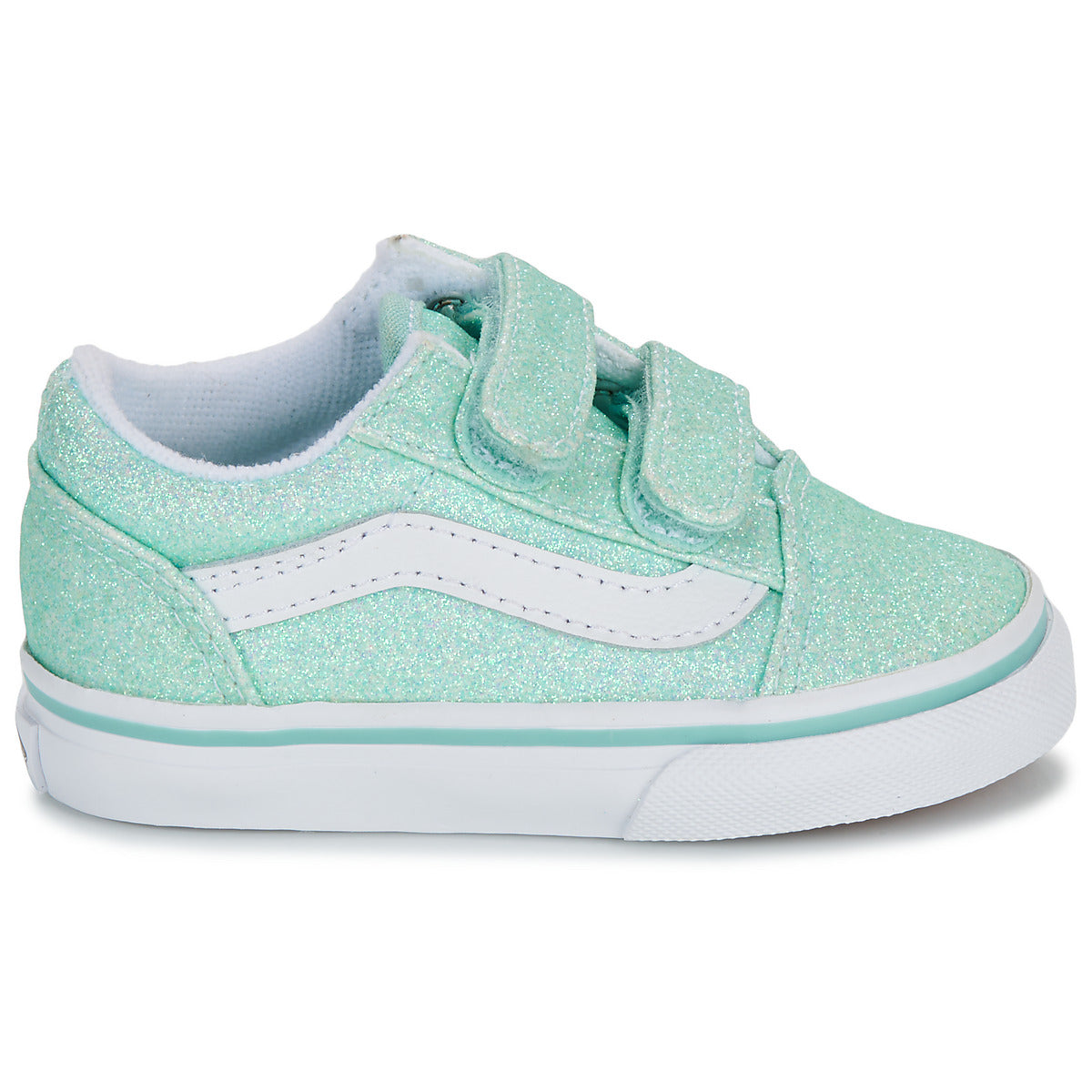 Scarpe bambini ragazza Vans  Old Skool V GLITTER PASTEL BLUE  Blu