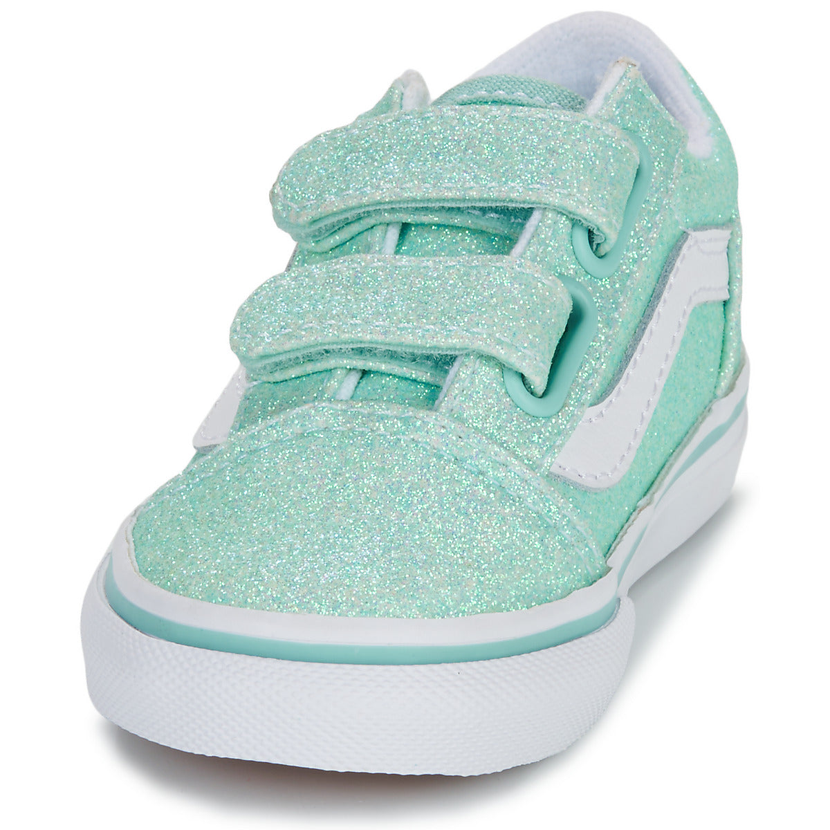 Scarpe bambini ragazza Vans  Old Skool V GLITTER PASTEL BLUE  Blu