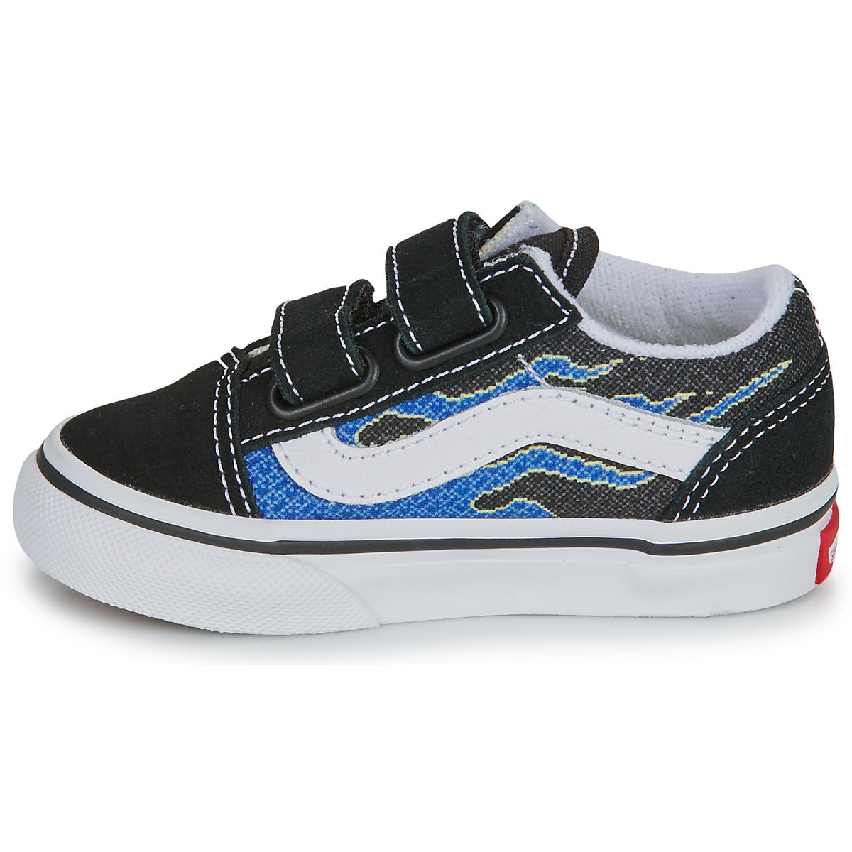 Scarpe bambini ragazzo Vans  Old Skool V PIXEL FLAME BLACK/BLUE  Nero