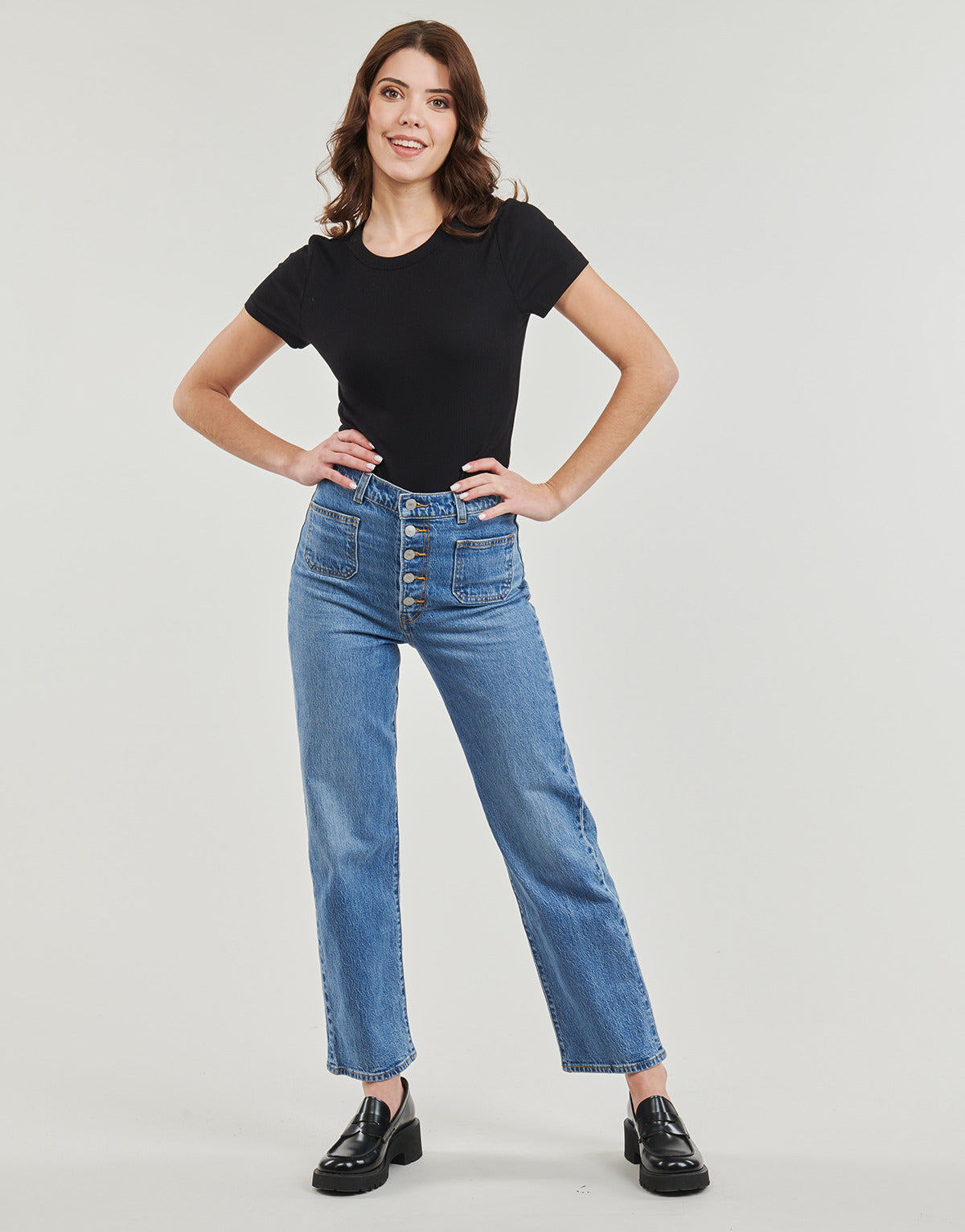 Jeans Donna Levis  RIBCAGE PATCH POCKET  Blu