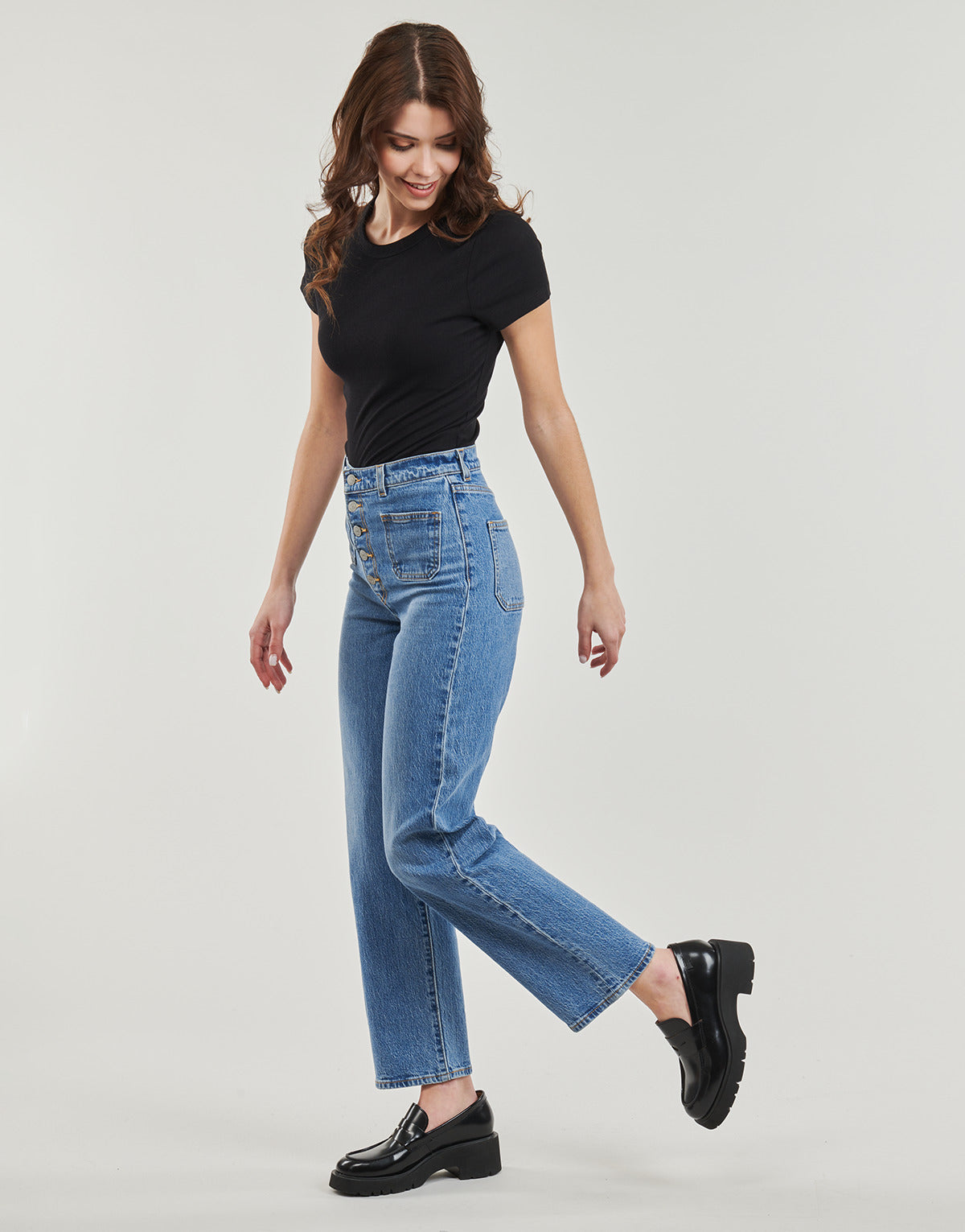 Jeans Donna Levis  RIBCAGE PATCH POCKET  Blu