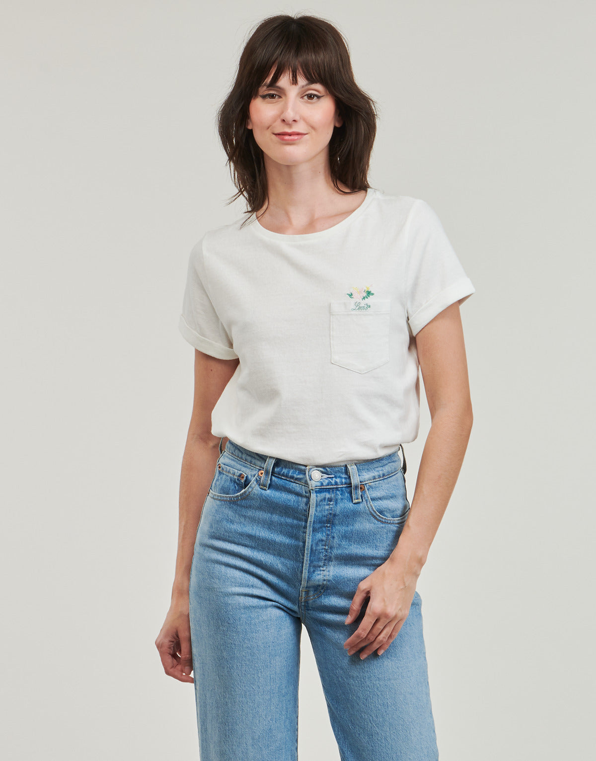 T-shirt Donna Levis  GR MARGOT POCKET TEE  Bianco