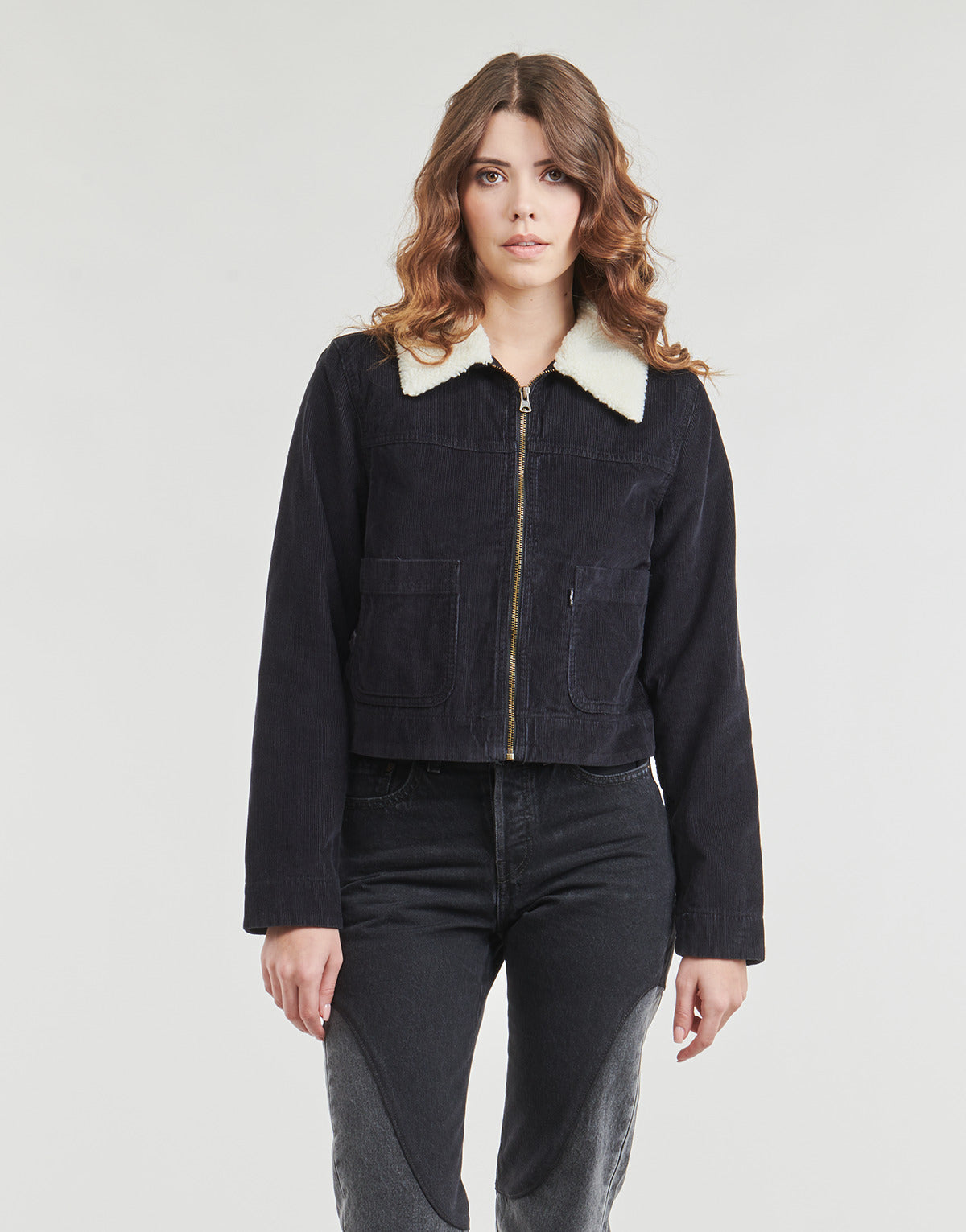 Giacca in jeans Donna Levis  T3 RETRO SHERPA TRUCKER  Nero